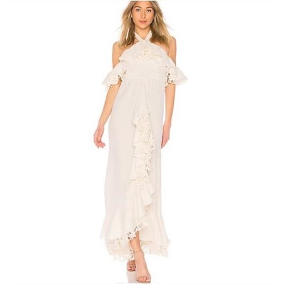 NWT Lovers+Friends Maxi Lace and Ruffle Dress - Picture 2 of 13